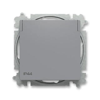 Zásuvka s víčkem, s clonkami, IP 44, 6619T-A06995 241, ABB, Zoni®, šedá
