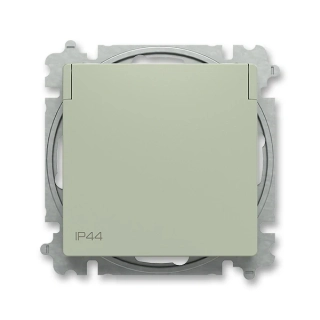 Zásuvka s víčkem, s clonkami, IP 44, 6619T-A06995 243, ABB, Zoni®, olivová