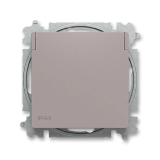 Zásuvka s víčkem, s clonkami, IP 44, 6619T-A06995 244, ABB, Zoni®, greige