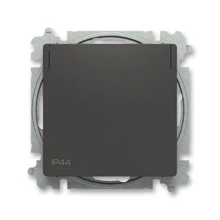 Zásuvka s víčkem, s clonkami, IP 44, 6619T-A06995 237, ABB, Zoni®, matná černá