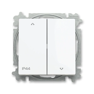 Ovládač žaluziový (tlačítko) IP44, řazení 1/0+1/0 s blokováním, 3559T-A88940 500, ABB, Zoni®, bílá