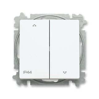 Ovládač žaluziový (tlačítko) IP44, řazení 1/0+1/0 s blokováním, 3559T-A88940 240, ABB, Zoni®, matná bílá