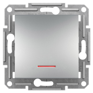 Asfora - Tlačítko s orientační kontrolkou 1/0So bezšroubové, aluminium, EPH1600161