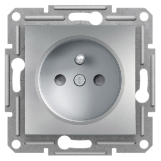 Asfora - Zásuvka 2P+PE 250V 16A, clonky, aluminium, EPH2800261