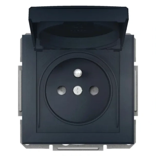 Asfora - Zásuvka 2P+PE 250V 16A, clonky, IP44, antracit, EPH2800671