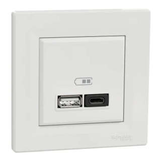 Asfora - 2x USB nabíjecí konektor A+C, 3A, 45W, bílá, EPH2700421